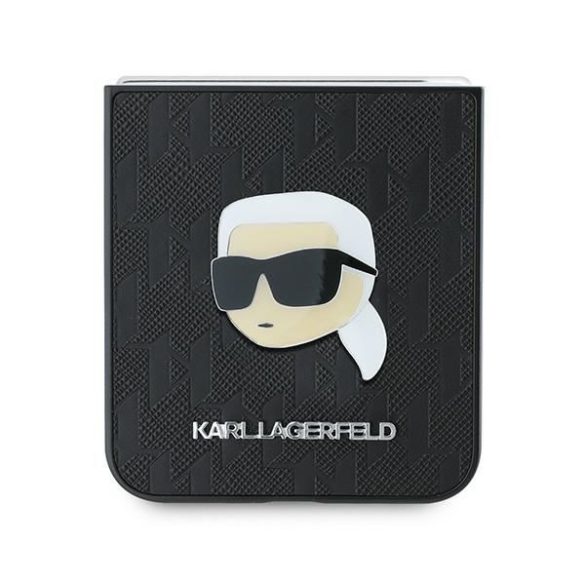 Karl Lagerfeld KLHCZF6PGKSKIHK Saffiano Monogram tok Samsung Galaxy Z Flip6 F741 - fekete