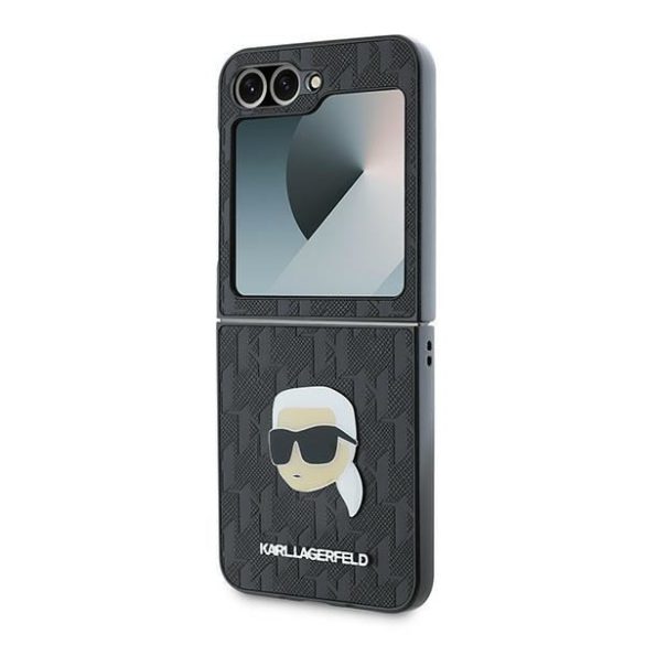 Karl Lagerfeld KLHCZF6PGKSKIHK Saffiano Monogram tok Samsung Galaxy Z Flip6 F741 - fekete