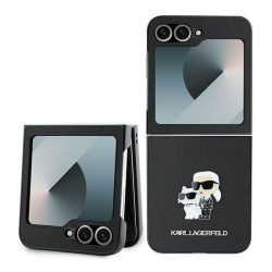   Karl Lagerfeld KLHCZF6SAPKCNPK Saffiano Metal Pin tok Samsung Galaxy Z Flip6 F741 - fekete