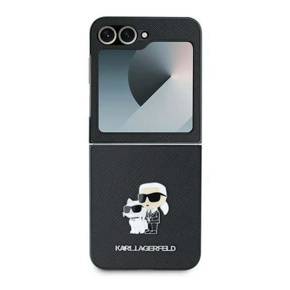 Karl Lagerfeld KLHCZF6SAPKCNPK Saffiano Metal Pin tok Samsung Galaxy Z Flip6 F741 - fekete