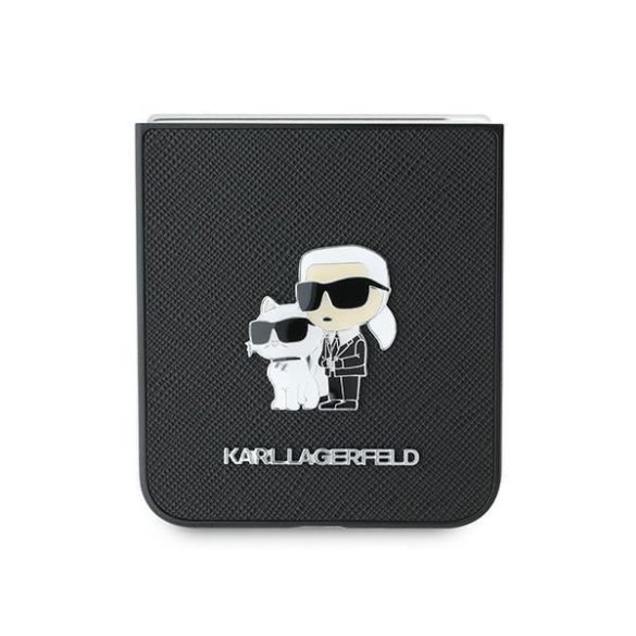 Karl Lagerfeld KLHCZF6SAPKCNPK Saffiano Metal Pin tok Samsung Galaxy Z Flip6 F741 - fekete