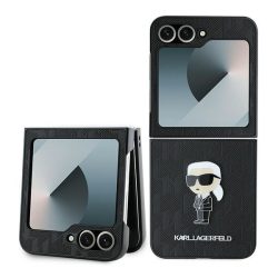   Karl Lagerfeld KLHCZF6SAPKINPK Saffiano Monogram Ikonik Pin tok Samsung Galaxy Z Flip6 F741 - fekete