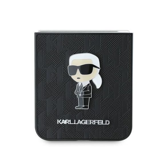 Karl Lagerfeld KLHCZF6SAPKINPK Saffiano Monogram Ikonik Pin tok Samsung Galaxy Z Flip6 F741 - fekete