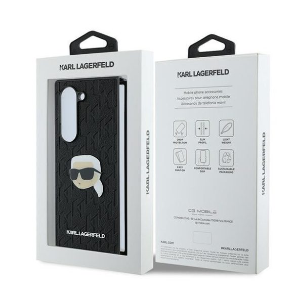 Karl Lagerfeld KLHCZFD6PGKSKIHK Saffiano Monogram Head Pin tok Samsung Galaxy Z Fold6 F956 - fekete