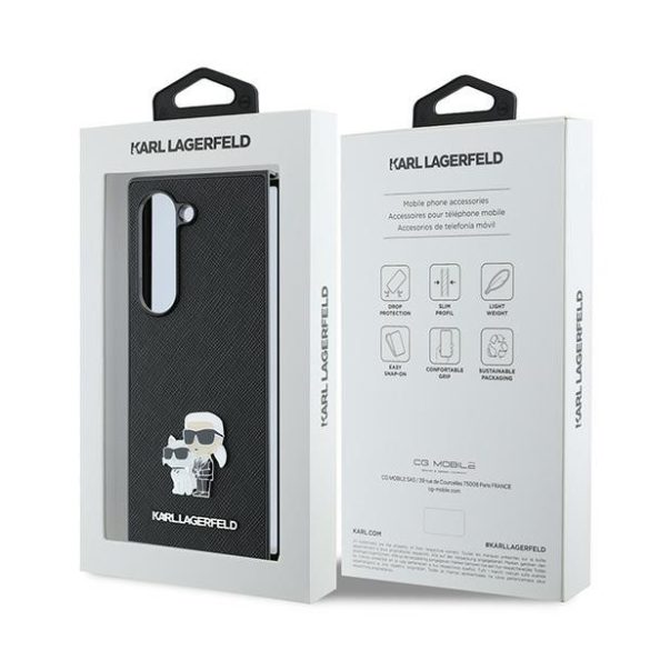 Karl Lagerfeld KLHCZFD6SAPKCNPK Saffiano Metal Pin tok Samsung Galaxy Z Fold6 F956 - fekete