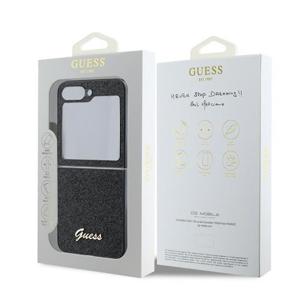 Guess GUHCZF6HGGSHK 4G Glitter Script tok Samsung Galaxy Z Flip6 F741 - fekete