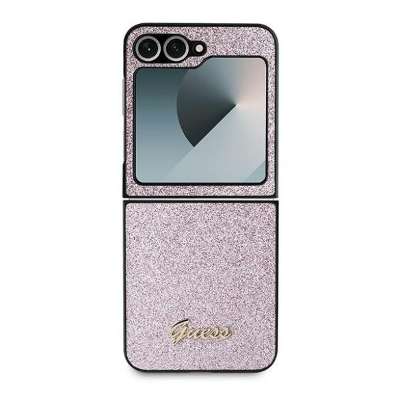 Guess GUHCZF6HGGSHP 4G Glitter Script tok Samsung Galaxy Z Flip6 F741 - rózsaszín