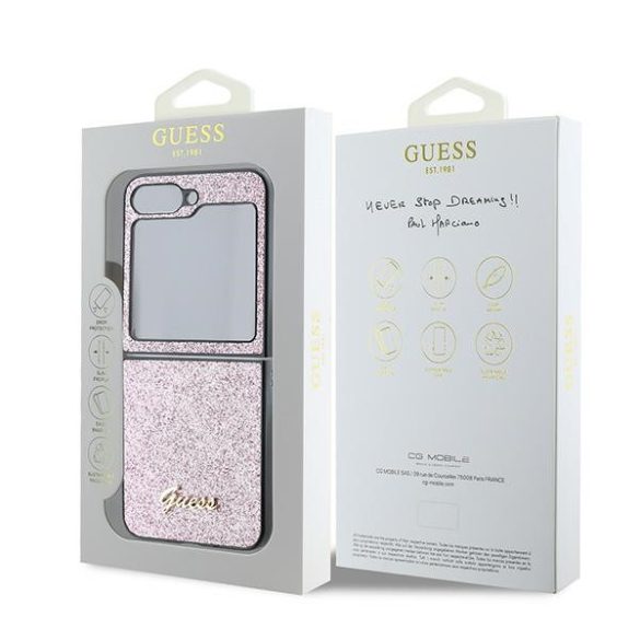 Guess GUHCZF6HGGSHP 4G Glitter Script tok Samsung Galaxy Z Flip6 F741 - rózsaszín