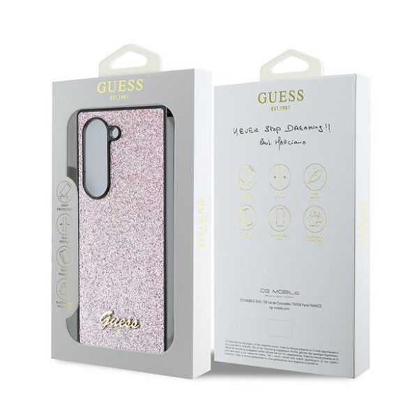 Guess GUHCZFD6HGGSHP 4G Glitter Script keménytok Samsung Galaxy Z Fold6 F956 - rózsaszín