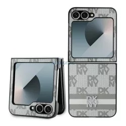   DKNY DKHCZF6PCPTSSE Chequered Pattern Printed Stripes tok Samsung Galaxy Z Flip6 F741 - bézs
