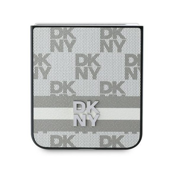 DKNY DKHCZF6PCPTSSE Chequered Pattern Printed Stripes tok Samsung Galaxy Z Flip6 F741 - bézs