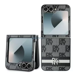   DKNY DKHCZF6PCPTSSK Chequered Pattern Printed Stripes tok Samsung Galaxy Z Flip6 F741 - fekete