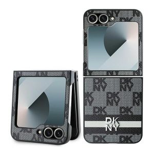 DKNY DKHCZF6PCPTSSK Chequered Pattern Printed Stripes tok Samsung Galaxy Z Flip6 F741 - fekete