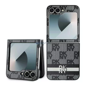 DKNY DKHCZF6PCPTSSK Chequered Pattern Printed Stripes tok Samsung Galaxy Z Flip6 F741 - fekete