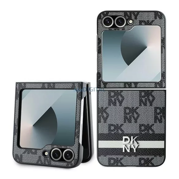 DKNY DKHCZF6PCPTSSK Chequered Pattern Printed Stripes tok Samsung Galaxy Z Flip6 F741 - fekete