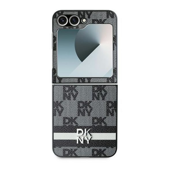 DKNY DKHCZF6PCPTSSK Chequered Pattern Printed Stripes tok Samsung Galaxy Z Flip6 F741 - fekete