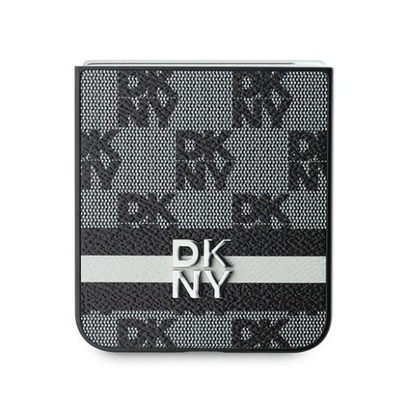 DKNY DKHCZF6PCPTSSK Chequered Pattern Printed Stripes tok Samsung Galaxy Z Flip6 F741 - fekete