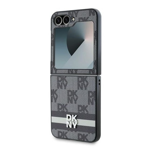 DKNY DKHCZF6PCPTSSK Chequered Pattern Printed Stripes tok Samsung Galaxy Z Flip6 F741 - fekete