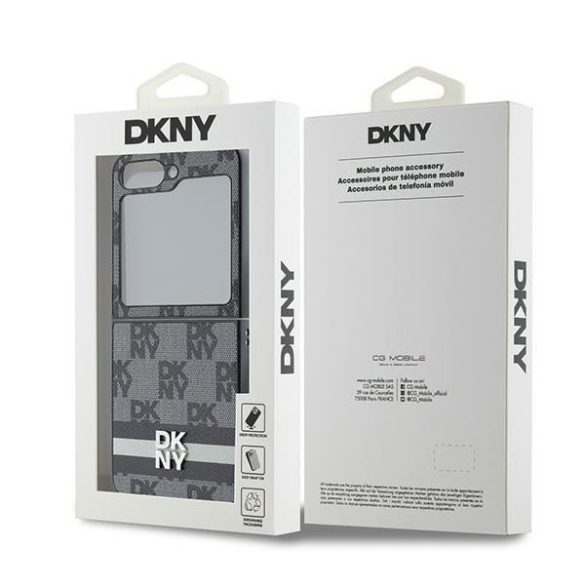 DKNY DKHCZF6PCPTSSK Chequered Pattern Printed Stripes tok Samsung Galaxy Z Flip6 F741 - fekete