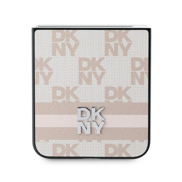 DKNY DKHCZF6PCPTSSP Chequered Pattern Printed Stripes tok Samsung Galaxy Z Flip6 F741 - rózsaszín