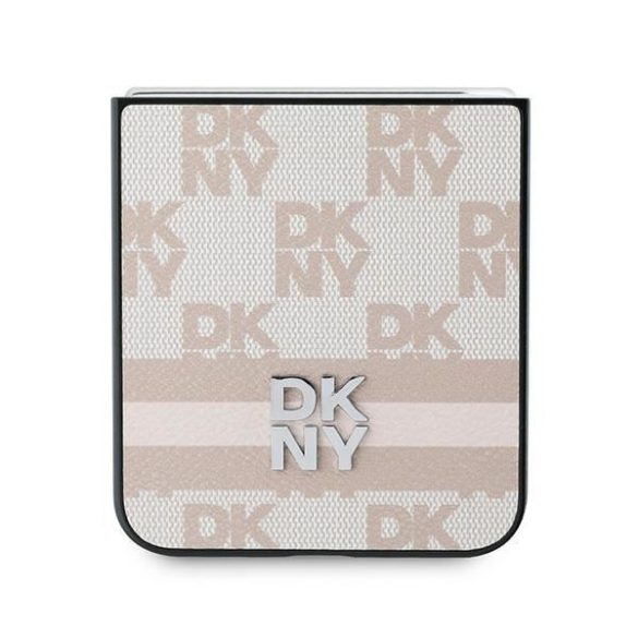 DKNY DKHCZF6PCPTSSP Chequered Pattern Printed Stripes tok Samsung Galaxy Z Flip6 F741 - rózsaszín