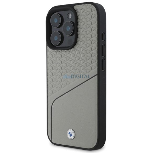 BMW BMHMP16L23RDCLG Sign Leather Textured and Line MagSafe tok iPhone 16 Pro - szürke