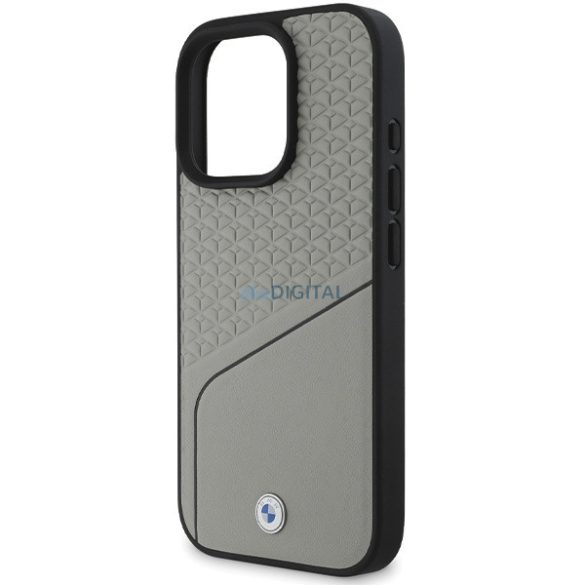 BMW BMHMP16L23RDCLG Sign Leather Textured and Line MagSafe tok iPhone 16 Pro - szürke