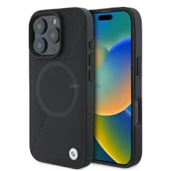   BMW BMHMP16L23RTPK Sign Leather Half Textured And Circle MagSafe tok iPhone 16 Pro - fekete