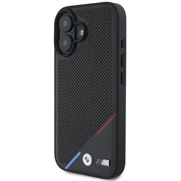 BMW BMHMP16S23PUPDK M Perforated Tricolor Line MagSafe tok iPhone 16 - fekete