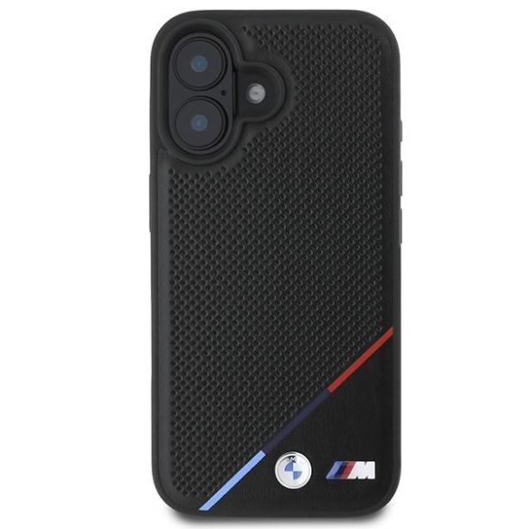 BMW BMHMP16S23PUPDK M Perforated Tricolor Line MagSafe tok iPhone 16 - fekete