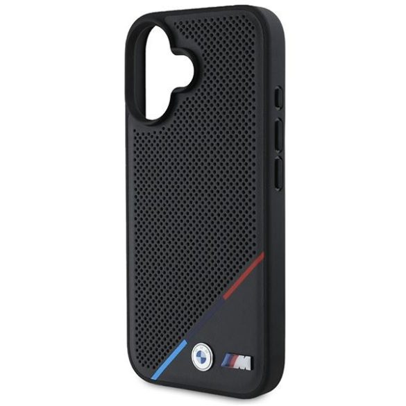 BMW BMHMP16S23PUPDK M Perforated Tricolor Line MagSafe tok iPhone 16 - fekete