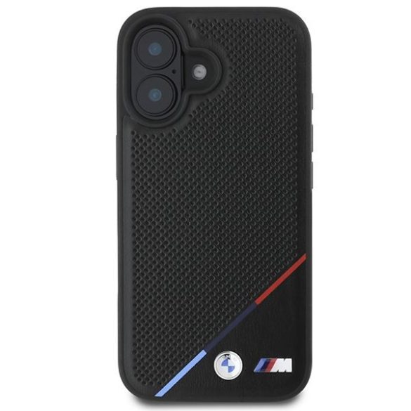 BMW BMHMP16M23PUPDK M Perforated Tricolor Line MagSafe tok iPhone 16 Plus - fekete