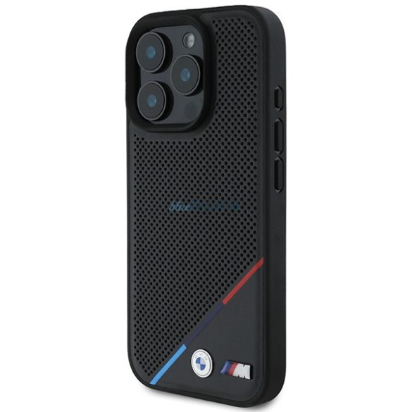 BMW BMHMP16L23PUPDK M Perforated Tricolor Line MagSafe tok iPhone 16 Pro - fekete