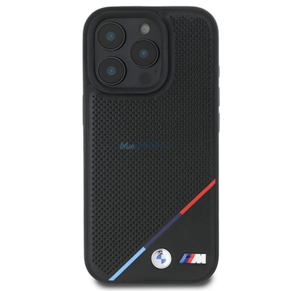 BMW BMHMP16L23PUPDK M Perforated Tricolor Line MagSafe tok iPhone 16 Pro - fekete