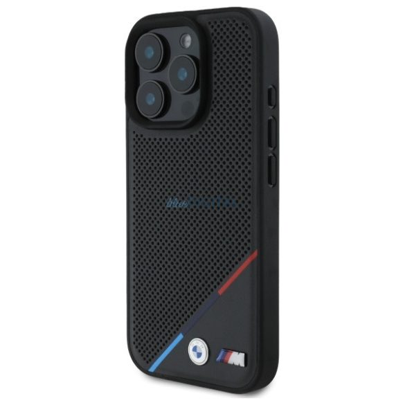 BMW BMHMP16X23PUPDK M Perforated Tricolor Line MagSafe tok iPhone 16 Pro Max - fekete