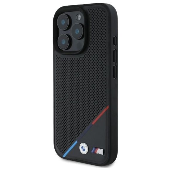 BMW BMHMP16X23PUPDK M Perforated Tricolor Line MagSafe tok iPhone 16 Pro Max - fekete