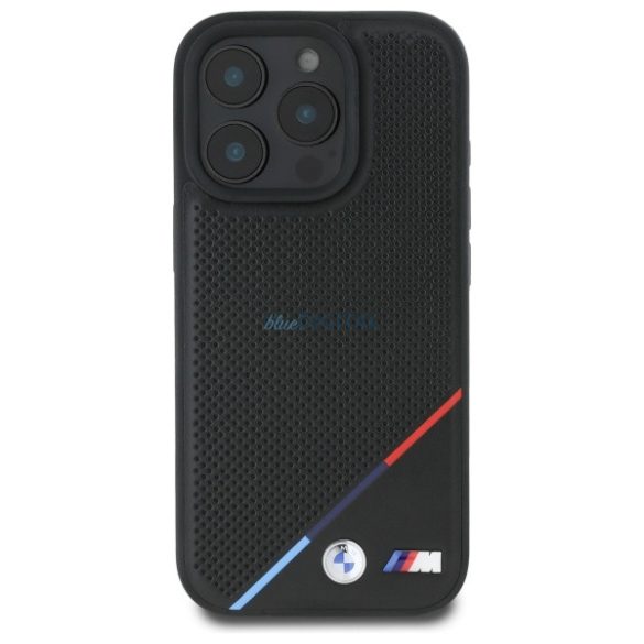 BMW BMHMP16X23PUPDK M Perforated Tricolor Line MagSafe tok iPhone 16 Pro Max - fekete