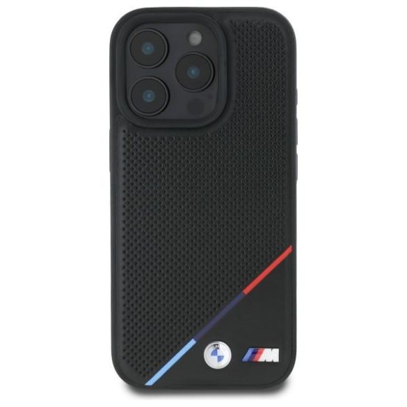 BMW BMHMP16X23PUPDK M Perforated Tricolor Line MagSafe tok iPhone 16 Pro Max - fekete