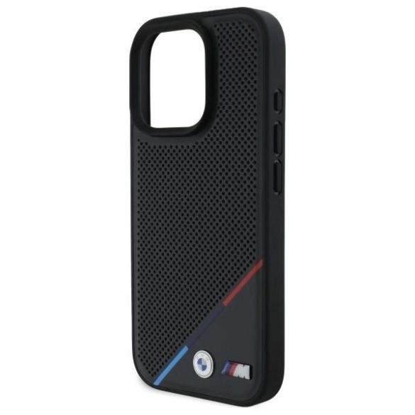 BMW BMHMP16X23PUPDK M Perforated Tricolor Line MagSafe tok iPhone 16 Pro Max - fekete