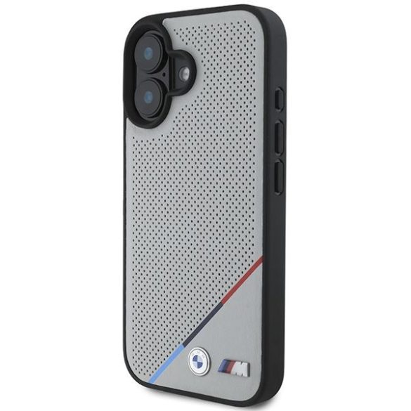 BMW BMHMP16S23PUPDG M Perforated Tricolor Line MagSafe tok iPhone 16 - szürke