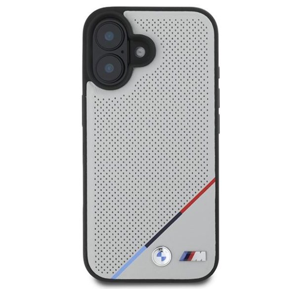 BMW BMHMP16S23PUPDG M Perforated Tricolor Line MagSafe tok iPhone 16 - szürke