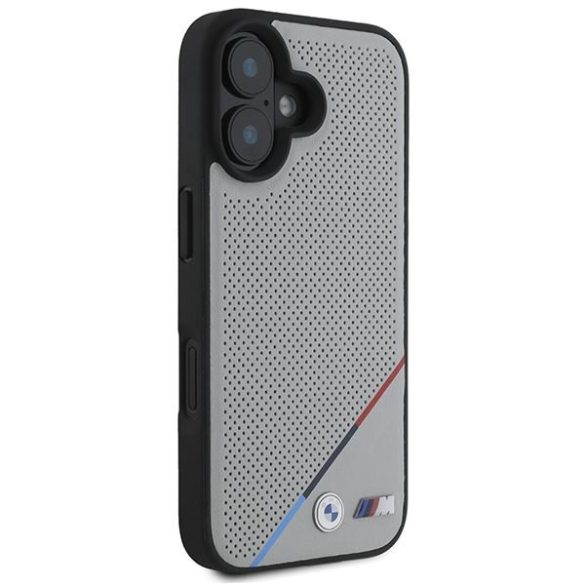 BMW BMHMP16S23PUPDG M Perforated Tricolor Line MagSafe tok iPhone 16 - szürke