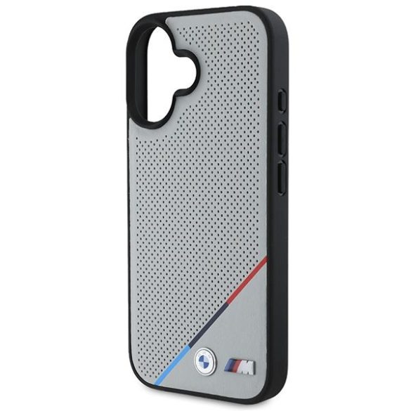 BMW BMHMP16S23PUPDG M Perforated Tricolor Line MagSafe tok iPhone 16 - szürke