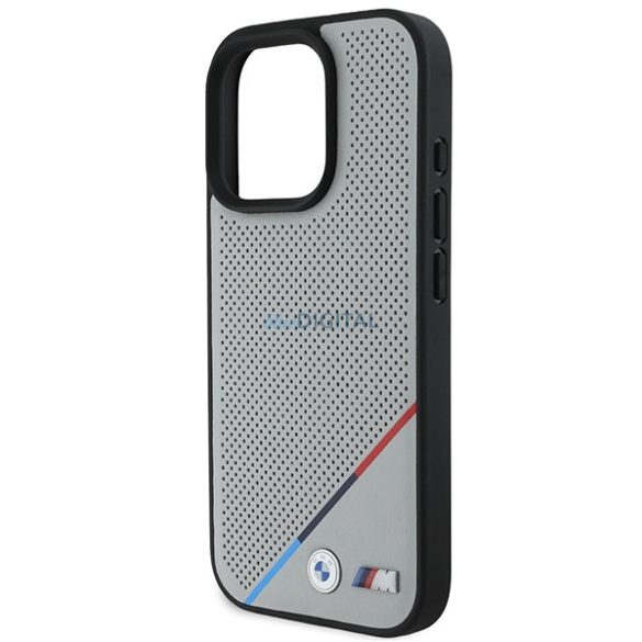 BMW BMHMP16L23PUPDG M Perforated Tricolor Line MagSafe tok iPhone 16 Pro - szürke