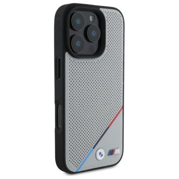 BMW BMHMP16X23PUPDG M Perforated Tricolor Line MagSafe tok iPhone 16 Pro Max - szürke