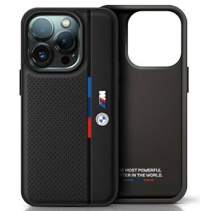 BMW BMHCP16S23PUPVK M Perforated Tricolor Detail Line tok iPhone 16 - fekete