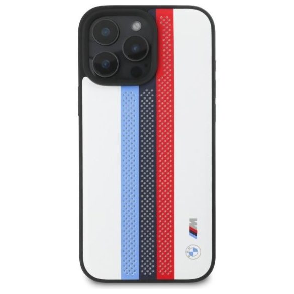 BMW BMHMP16X23PUPTH M Perforated Tricolor Printed Stripes MagSafe tok iPhone 16 Pro Max - fehér