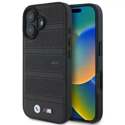   BMW BMHMP16S23PUSPK M Perforated And Stitched Line MagSafe tok iPhone 16 - fekete
