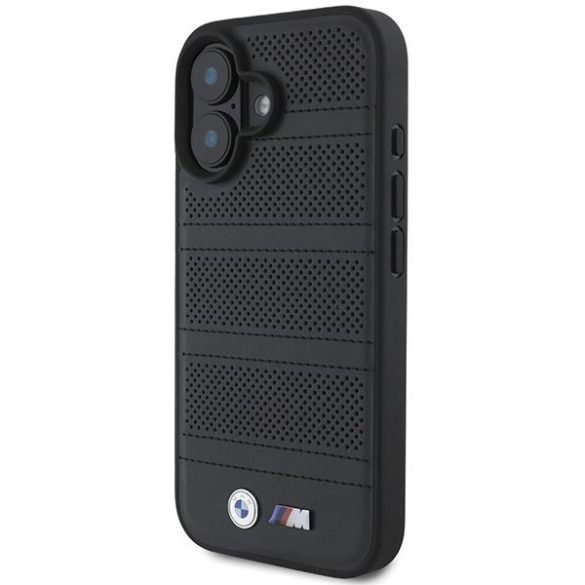 BMW BMHMP16S23PUSPK M Perforated And Stitched Line MagSafe tok iPhone 16 - fekete