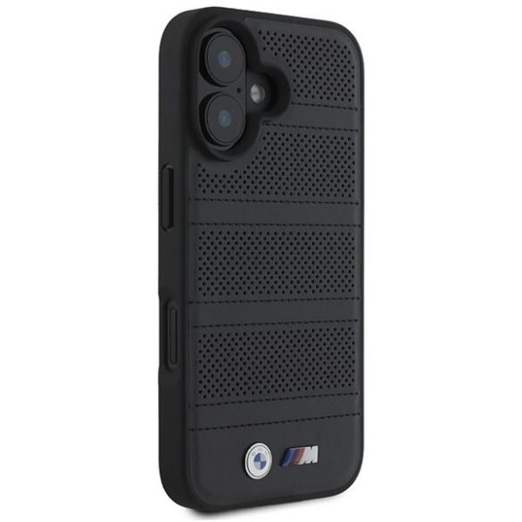 BMW BMHMP16S23PUSPK M Perforated And Stitched Line MagSafe tok iPhone 16 - fekete